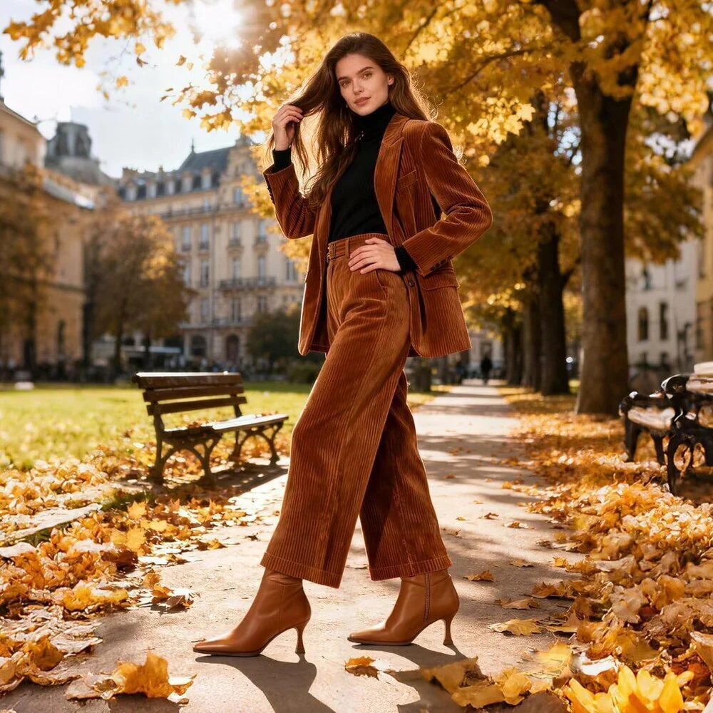 Women's Tan Ankle Stiletto High Heel Pointed Toe Side Zipper Dress Boots